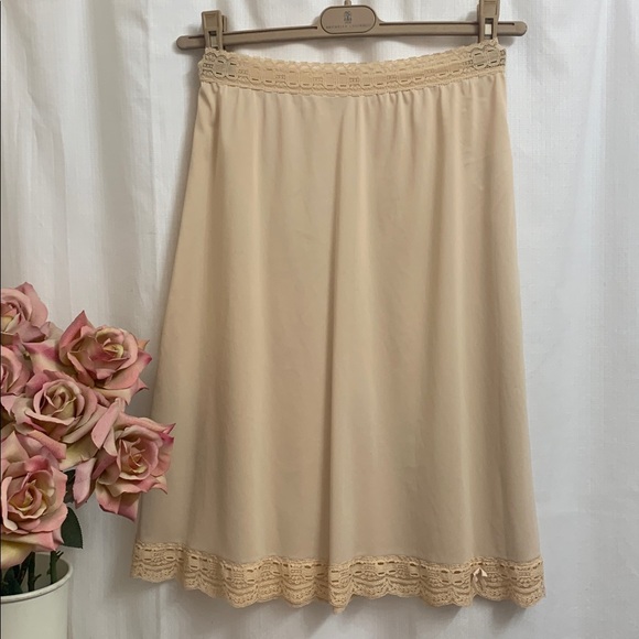 Olga Other - Vintage Olga Lace Trimmed Slip Skirt in Nude Beige